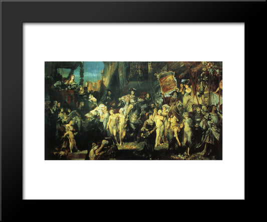 The Entry Of Charles V Into Antwerp 20x24 Black Modern Wood Framed Art Print Poster by Makart, Hans