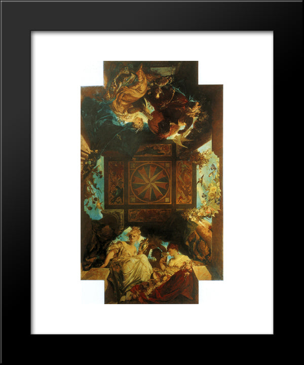 The Four Corners Of The World 20x24 Black Modern Wood Framed Art Print Poster by Makart, Hans