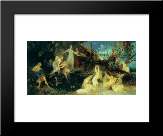 The Hunt Of Diana (Study) 20x24 Black Modern Wood Framed Art Print Poster by Makart, Hans