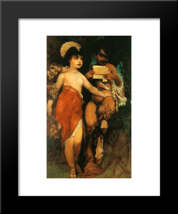 Faun And Nymph (Pan And Flora) 20x24 Black Modern Wood Framed Art Print Poster by Makart, Hans