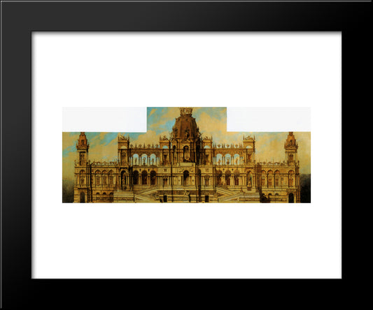 Entwurfe Fur Einen Palast, Fassade 20x24 Black Modern Wood Framed Art Print Poster by Makart, Hans