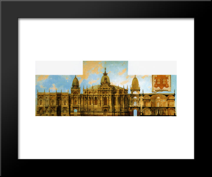 Studies For A Palace, Rueckseit And (More Glued On) A Sketch 20x24 Black Modern Wood Framed Art Print Poster by Makart, Hans