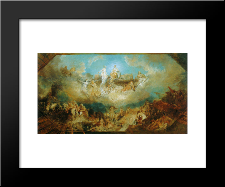 Sinking Of The Nibelung Stronghold Into The Rhine 20x24 Black Modern Wood Framed Art Print Poster by Makart, Hans