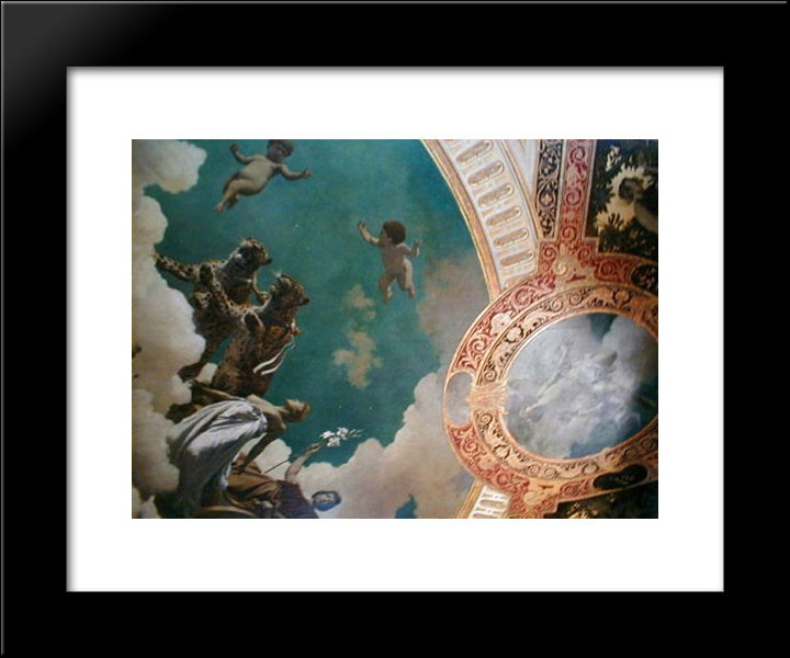 Hermesvilla Ceiling Paintings 20x24 Black Modern Wood Framed Art Print Poster by Makart, Hans