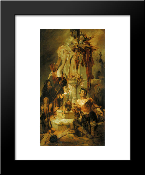 Sacrificial Scene 20x24 Black Modern Wood Framed Art Print Poster by Makart, Hans