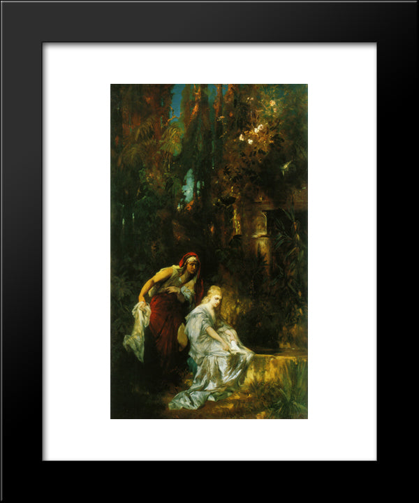 Snow White Receives The Poisoned Comb 20x24 Black Modern Wood Framed Art Print Poster by Makart, Hans