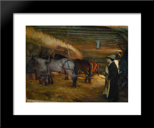 In The Stable 20x24 Black Modern Wood Framed Art Print Poster by Dagnan-Bouveret, Pascal Adolphe Jean