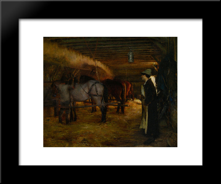 A Stable 20x24 Black Modern Wood Framed Art Print Poster by Dagnan-Bouveret, Pascal Adolphe Jean