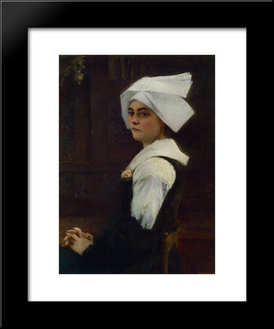 Breton Girl 20x24 Black Modern Wood Framed Art Print Poster by Dagnan-Bouveret, Pascal Adolphe Jean