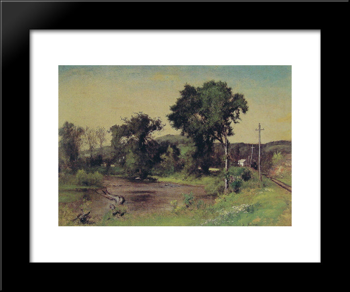 Pompton Junction 20x24 Black Modern Wood Framed Art Print Poster by Inness, George