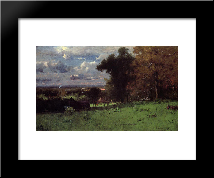 A Breezy Autumn 20x24 Black Modern Wood Framed Art Print Poster by Inness, George