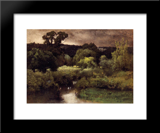 A Gray, Lowery Day 20x24 Black Modern Wood Framed Art Print Poster by Inness, George