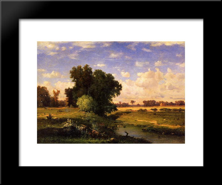Hackensack Meadows, Sunset 20x24 Black Modern Wood Framed Art Print Poster by Inness, George