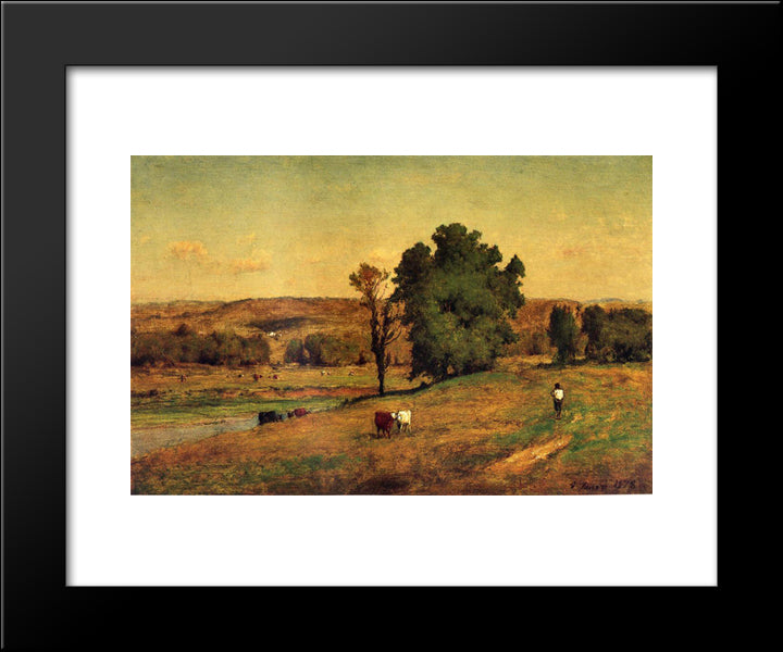 Landscape With Figure 20x24 Black Modern Wood Framed Art Print Poster by Inness, George