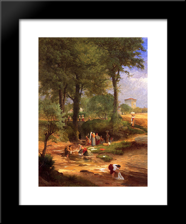 Washing Day Near Perugia 20x24 Black Modern Wood Framed Art Print Poster by Inness, George