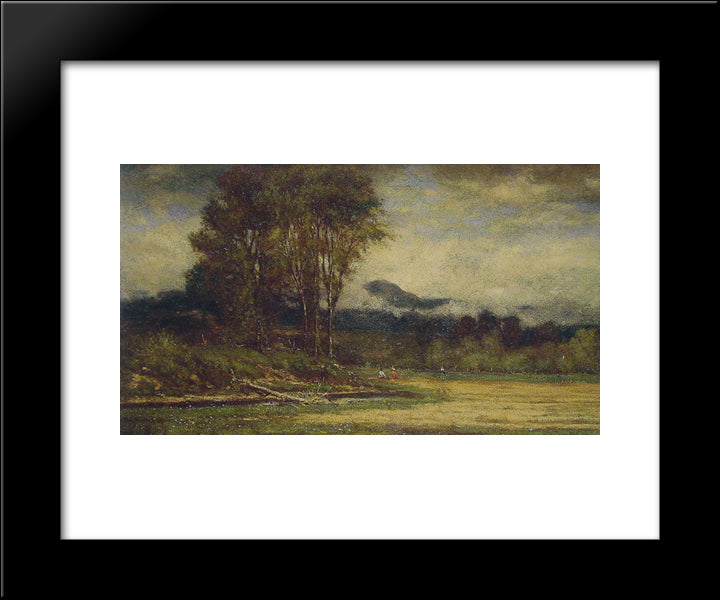 Landscape With Pond 20x24 Black Modern Wood Framed Art Print Poster by Inness, George