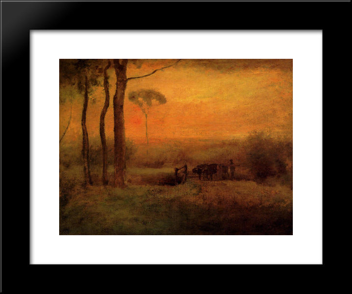 Pastoral Landscape At Sunset 20x24 Black Modern Wood Framed Art Print Poster by Inness, George