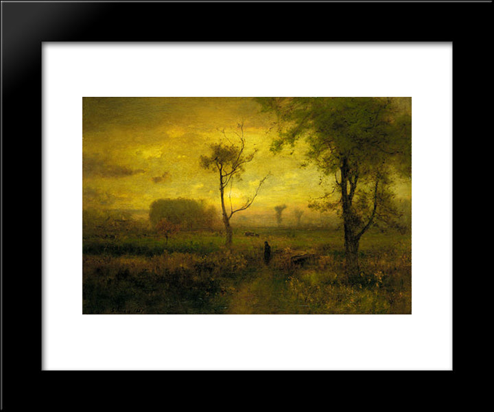 Sunrise 20x24 Black Modern Wood Framed Art Print Poster by Inness, George