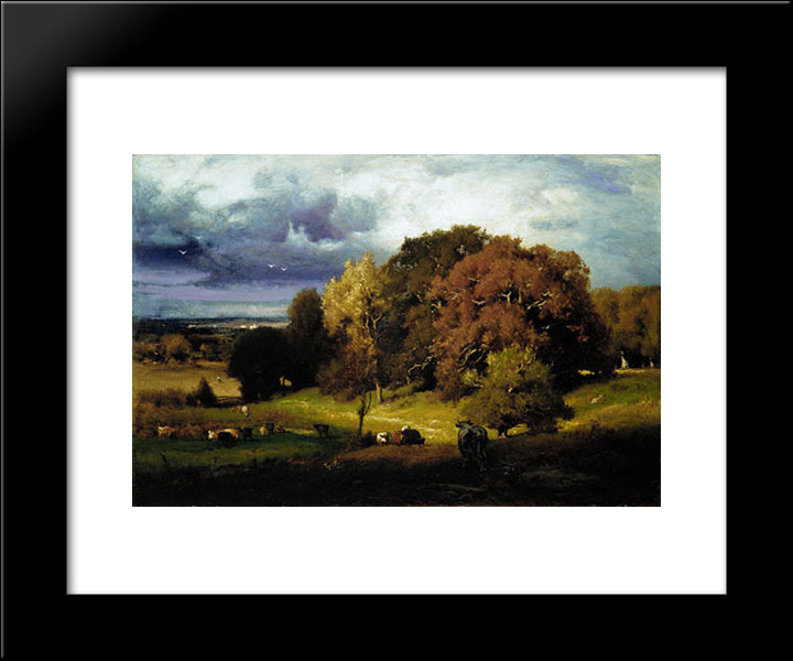 Autumn Oaks 20x24 Black Modern Wood Framed Art Print Poster by Inness, George