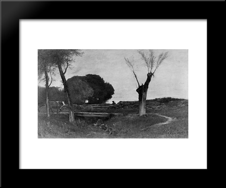 Evening At Medfield, Massachusetts 20x24 Black Modern Wood Framed Art Print Poster by Inness, George