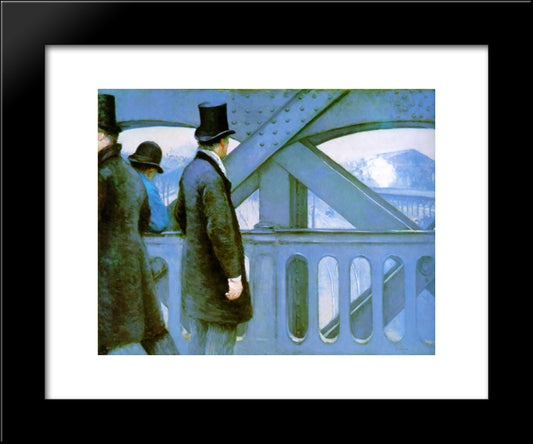 On The Europe Bridge 20x24 Black Modern Wood Framed Art Print Poster by Caillebotte, Gustave