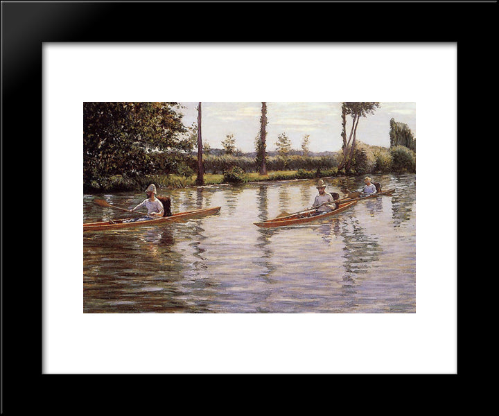 Perissoires Sur L'Yerres 20x24 Black Modern Wood Framed Art Print Poster by Caillebotte, Gustave