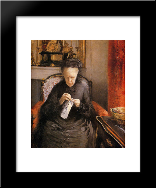 Portait Of Madame Martial Caillebote (The Artist'S Mother) 20x24 Black Modern Wood Framed Art Print Poster by Caillebotte, Gustave