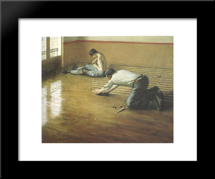 The Floor Scrapers 20x24 Black Modern Wood Framed Art Print Poster by Caillebotte, Gustave