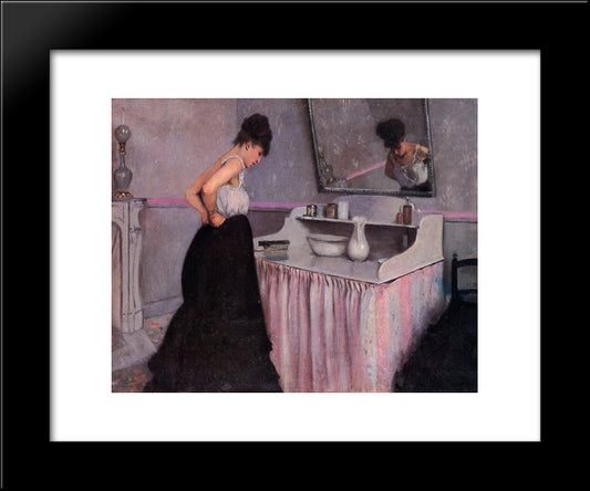 Woman At A Dressing Table 20x24 Black Modern Wood Framed Art Print Poster by Caillebotte, Gustave