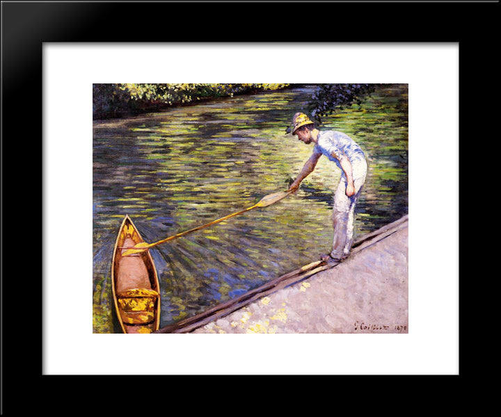 Boater Pulling On His Perissoire 20x24 Black Modern Wood Framed Art Print Poster by Caillebotte, Gustave