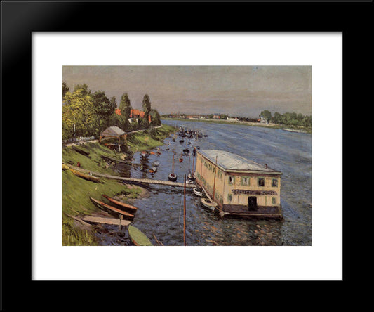 Boathouse In Argenteuil 20x24 Black Modern Wood Framed Art Print Poster by Caillebotte, Gustave