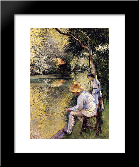 Fishing 20x24 Black Modern Wood Framed Art Print Poster by Caillebotte, Gustave