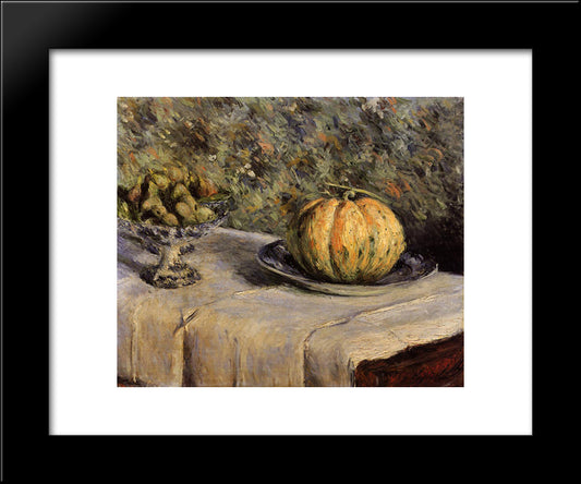 Melon And Bowl Of Figs 20x24 Black Modern Wood Framed Art Print Poster by Caillebotte, Gustave