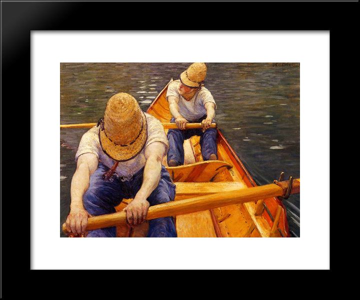 Oarsmen 20x24 Black Modern Wood Framed Art Print Poster by Caillebotte, Gustave