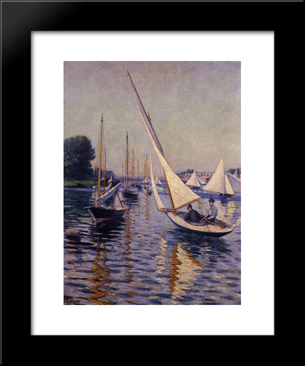 Regatta At Argenteuil 20x24 Black Modern Wood Framed Art Print Poster by Caillebotte, Gustave