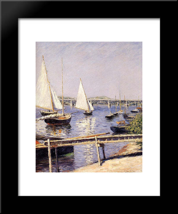 Sailing Boats At Argenteuil 20x24 Black Modern Wood Framed Art Print Poster by Caillebotte, Gustave