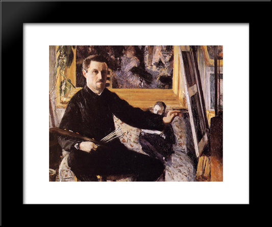 Self Portrait With Easel 20x24 Black Modern Wood Framed Art Print Poster by Caillebotte, Gustave