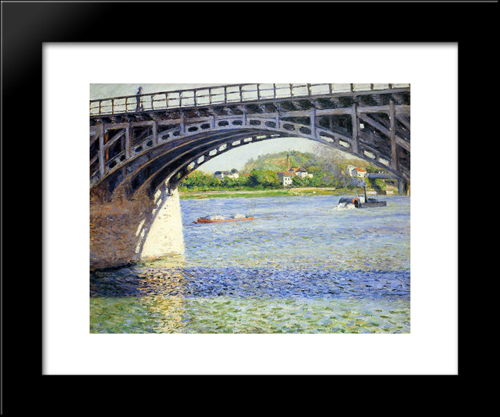 The Argenteuil Bridge And The Seine 20x24 Black Modern Wood Framed Art Print Poster by Caillebotte, Gustave