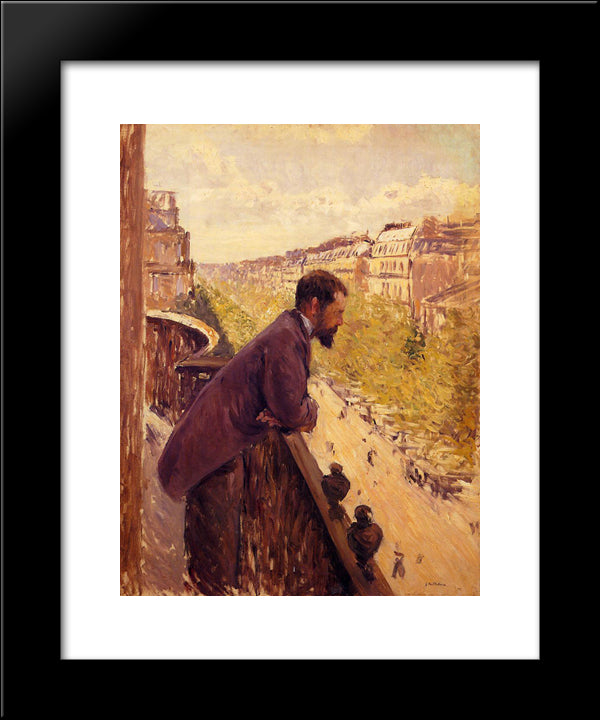 The Man On The Balcony 20x24 Black Modern Wood Framed Art Print Poster by Caillebotte, Gustave