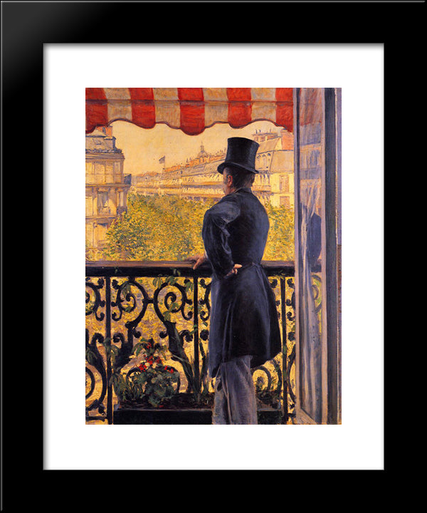 The Man On The Balcony 20x24 Black Modern Wood Framed Art Print Poster by Caillebotte, Gustave