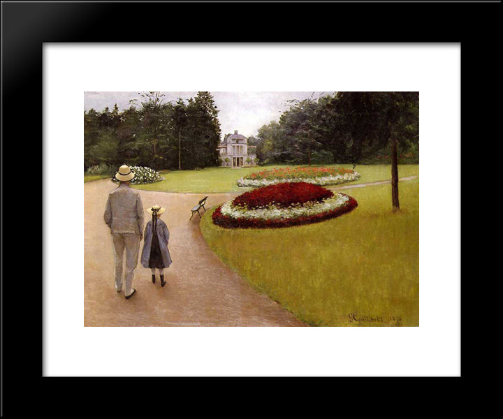 The Park On The Caillebotte Property At Yerres 20x24 Black Modern Wood Framed Art Print Poster by Caillebotte, Gustave