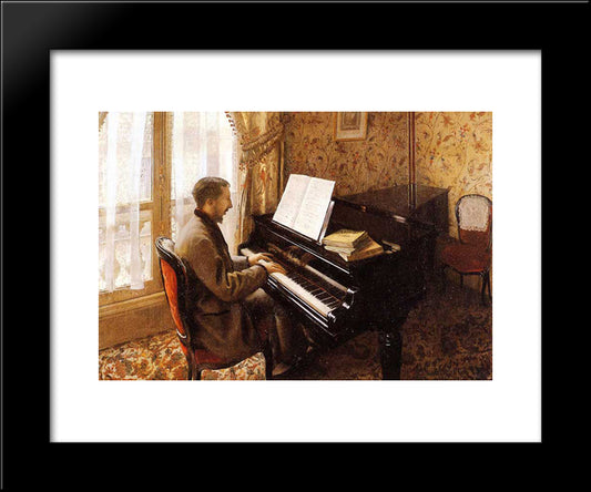 Young Man Playing The Piano 20x24 Black Modern Wood Framed Art Print Poster by Caillebotte, Gustave