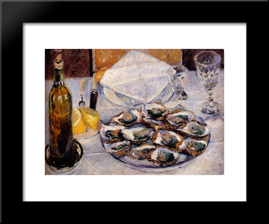 Still Life: Oysters 20x24 Black Modern Wood Framed Art Print Poster by Caillebotte, Gustave