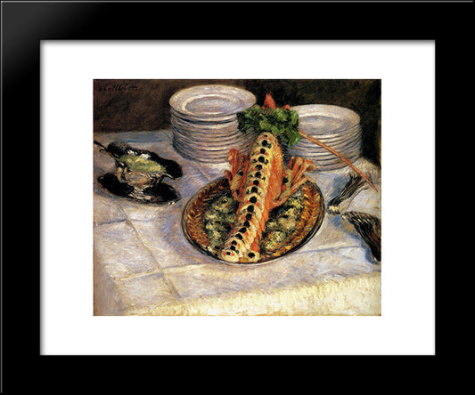 Still Life With Crayfish 20x24 Black Modern Wood Framed Art Print Poster by Caillebotte, Gustave