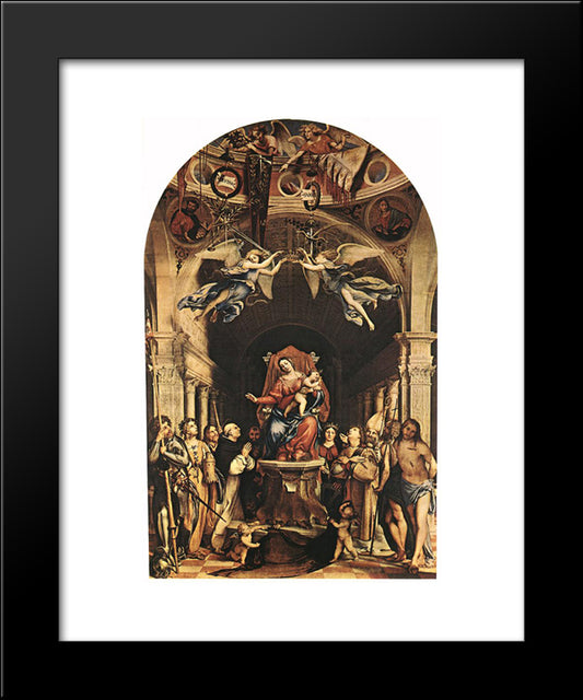 Madonna With The Child And Saints 20x24 Black Modern Wood Framed Art Print Poster by Lotto, Lorenzo