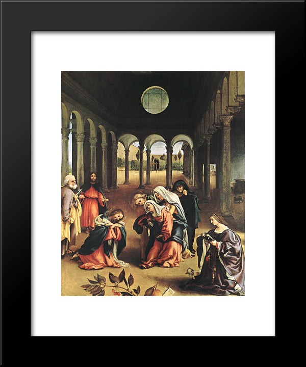 Christ Taking Leave Of His Mother 20x24 Black Modern Wood Framed Art Print Poster by Lotto, Lorenzo