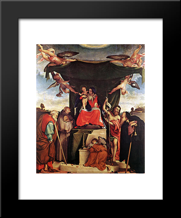 Madonna And Child With Saints 20x24 Black Modern Wood Framed Art Print Poster by Lotto, Lorenzo