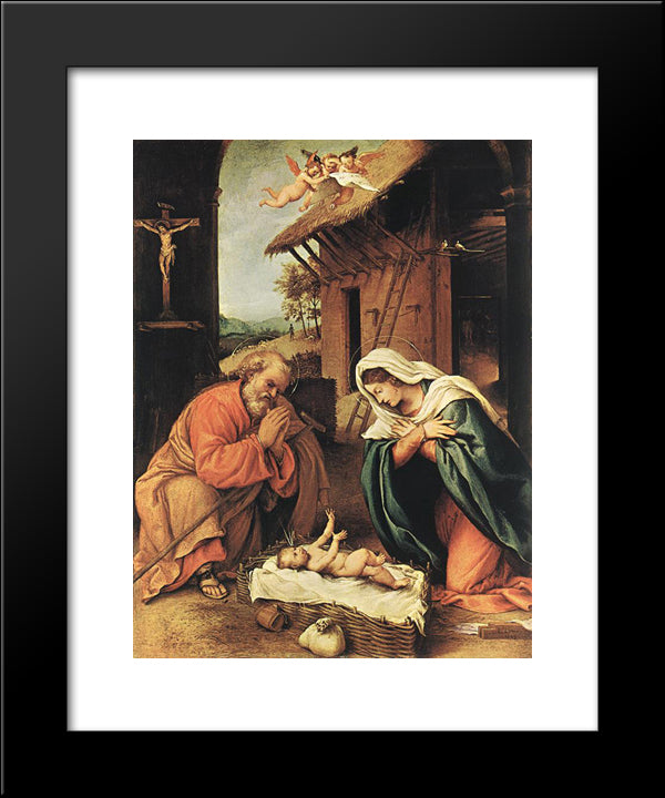 Nativity 20x24 Black Modern Wood Framed Art Print Poster by Lotto, Lorenzo