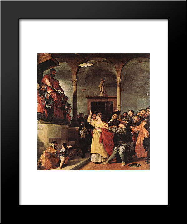 St Lucy Before The Judge 20x24 Black Modern Wood Framed Art Print Poster by Lotto, Lorenzo