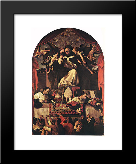 The Alms Of St Anthony 20x24 Black Modern Wood Framed Art Print Poster by Lotto, Lorenzo